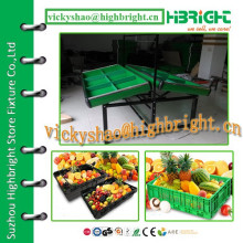 double sided metal supermarket vegetable rack with adjustable shelf